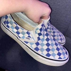 womens 8 blue checkered canvas vans